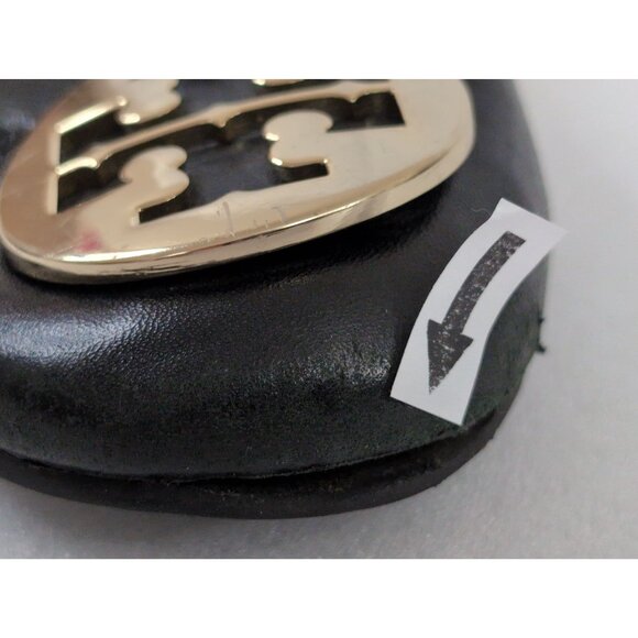 Tory Burch Reva Ballet Flats Shoe Womens 6 Black Slip On Metal Logo Travel Prepp - Picture 9 of 14